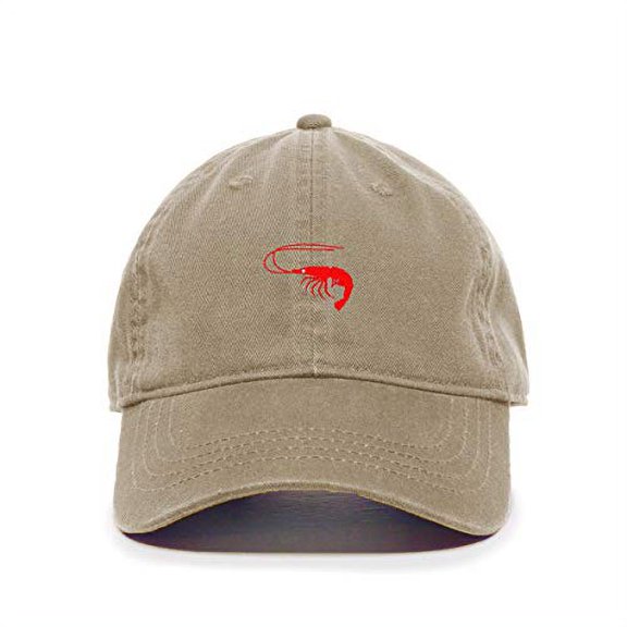 Tech Design Shrimp Baseball Cap Embroidered Cotton Adjustable Dad Hat Khaki