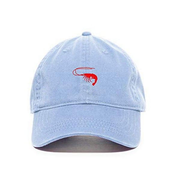 Tech Design Shrimp Baseball Cap Embroidered Cotton Adjustable Dad Hat Light Blue