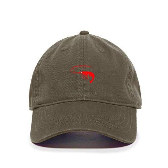 Tech Design Shrimp Baseball Cap Embroidered Cotton Adjustable Dad Hat Olive