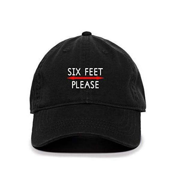 Tech Design Six 6 Feet Please Baseball Cap Embroidered Cotton Adjustable Dad Hat Black