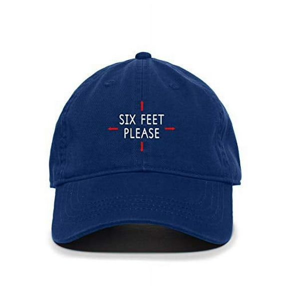 Tech Design Six Feet Please Social Distance Baseball Cap Embroidered Cotton Adjustable Dad Hat Royal Blue