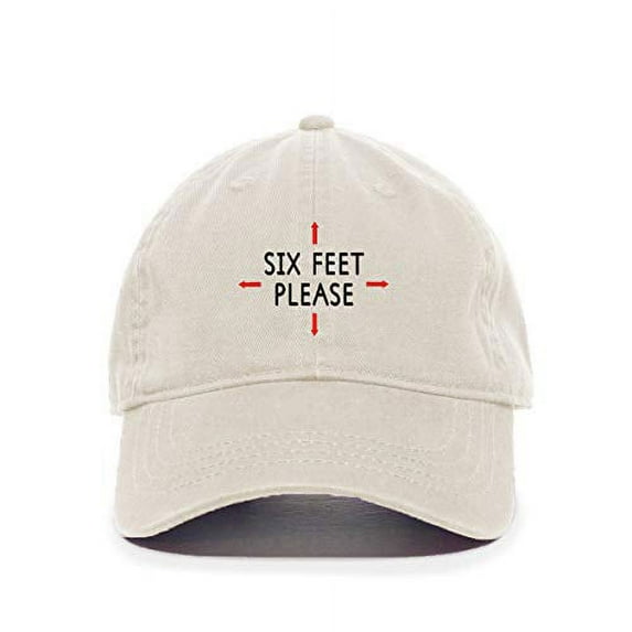 Tech Design Six Feet Please Social Distance Baseball Cap Embroidered Cotton Adjustable Dad Hat