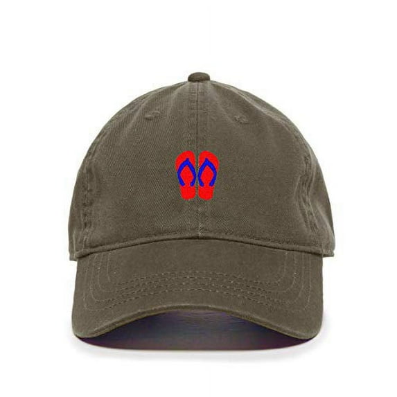 Tech Design Slippers Baseball Cap Embroidered Cotton Adjustable Dad Hat Olive