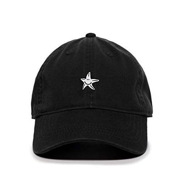 Tech Design Smiley Starfish Baseball Cap Embroidered Cotton Adjustable Dad Hat Black