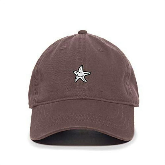 Tech Design Smiley Starfish Baseball Cap Embroidered Cotton Adjustable Dad Hat Brown