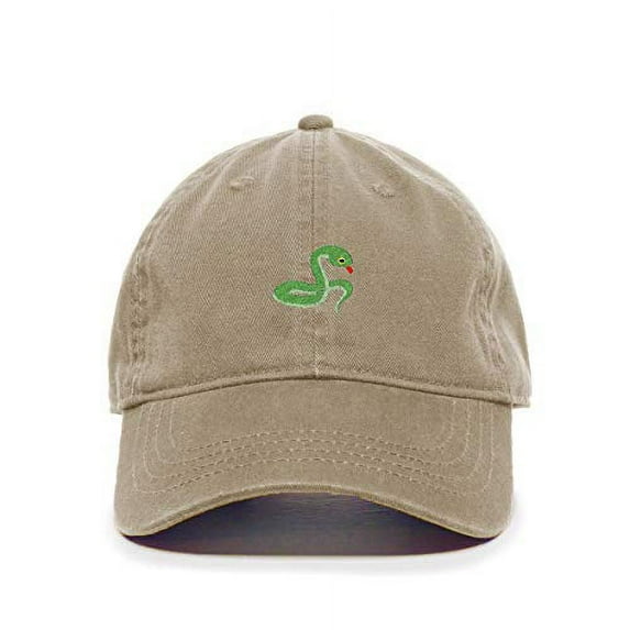 Tech Design Snake Baseball Cap Embroidered Cotton Adjustable Dad Hat Khaki
