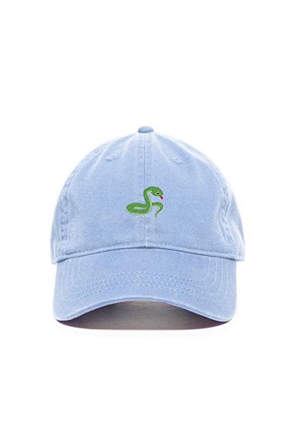 Snake Baseball Cap Embroidered Cotton Adjustable Dad Hat Light Blue