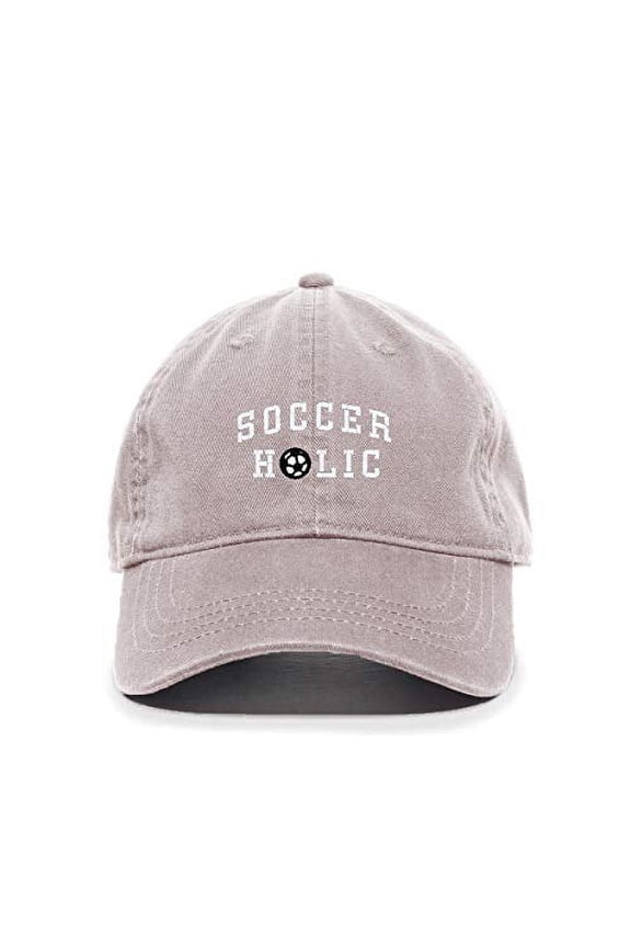 Soccer Holic Baseball Cap Embroidered Cotton Adjustable Dad Hat Light Grey