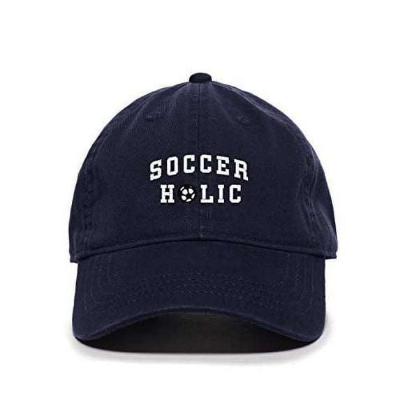 Tech Design Soccer Holic Baseball Cap Embroidered Cotton Adjustable Dad Hat Navy