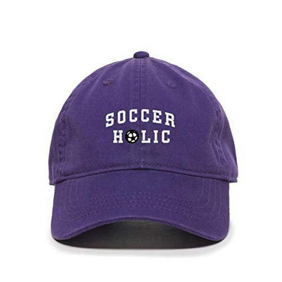 Tech Design Soccer Holic Baseball Cap Embroidered Cotton Adjustable Dad Hat Purple