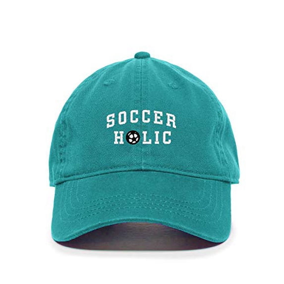 Tech Design Soccer Holic Baseball Cap Embroidered Cotton Adjustable Dad Hat Teal