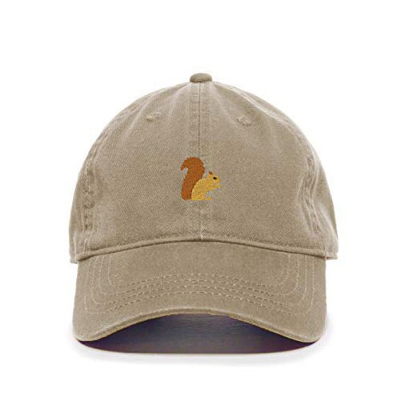 Tech Design Squirrel Baseball Cap Embroidered Cotton Adjustable Dad Hat Khaki