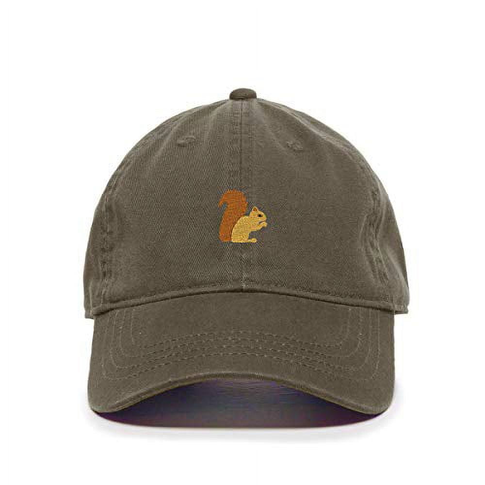 Tech Design Squirrel Embroidered Dad Hat - Adjustable Cotton Baseball Cap, Olive Green - View #8