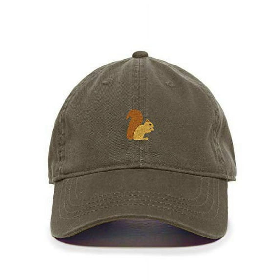 Tech Design Squirrel Baseball Cap Embroidered Cotton Adjustable Dad Hat Olive