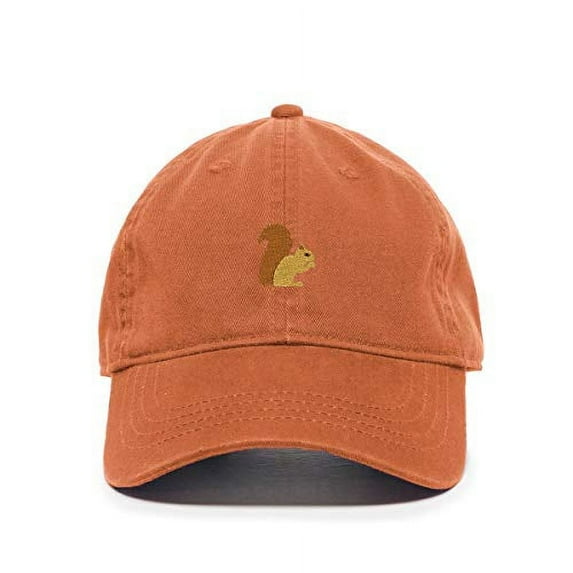 Tech Design Squirrel Baseball Cap Embroidered Cotton Adjustable Dad Hat Orange