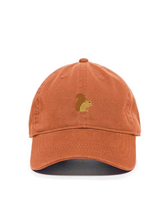 Squirrel Baseball Cap Embroidered Cotton Adjustable Dad Hat Orange