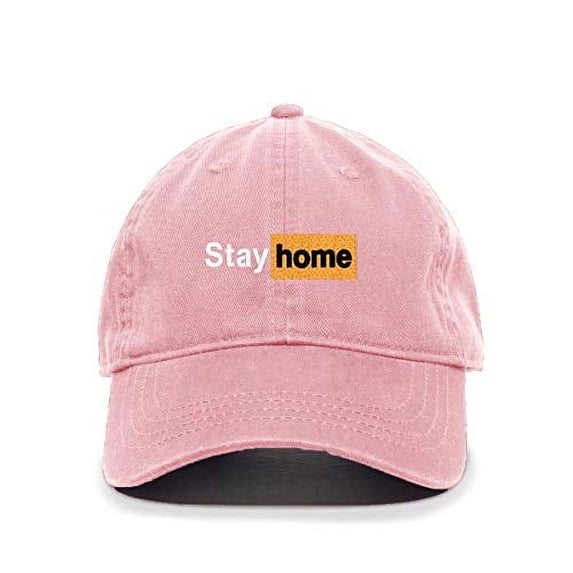 Tech Design Stay Home Baseball Cap Embroidered Cotton Adjustable Dad Hat Light Pink