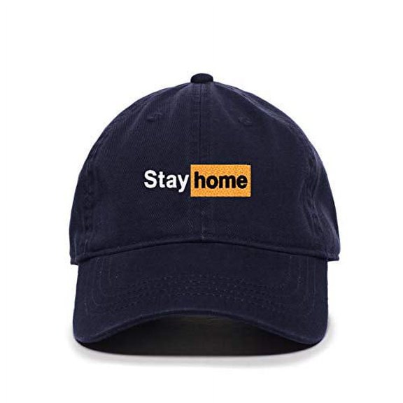 Tech Design Stay Home Baseball Cap Embroidered Cotton Adjustable Dad Hat Navy