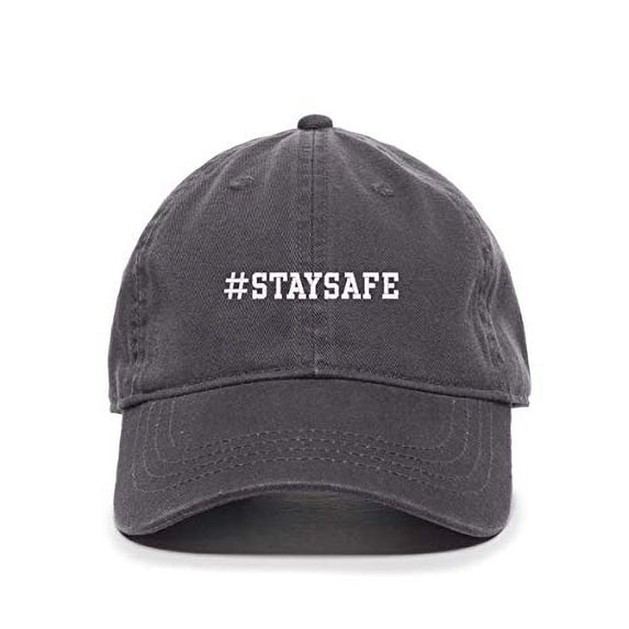 Tech Design #Staysafe Baseball Cap Embroidered Cotton Adjustable Dad Hat Charcoal