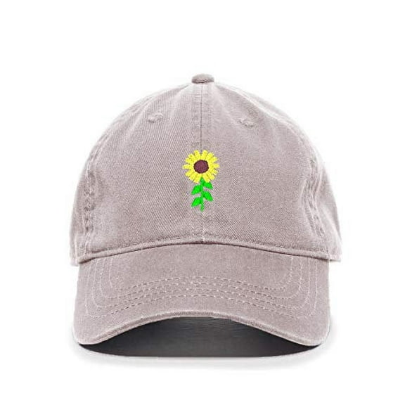 Tech Design Sunflower Baseball Cap Embroidered Cotton Adjustable Dad Hat Light Grey
