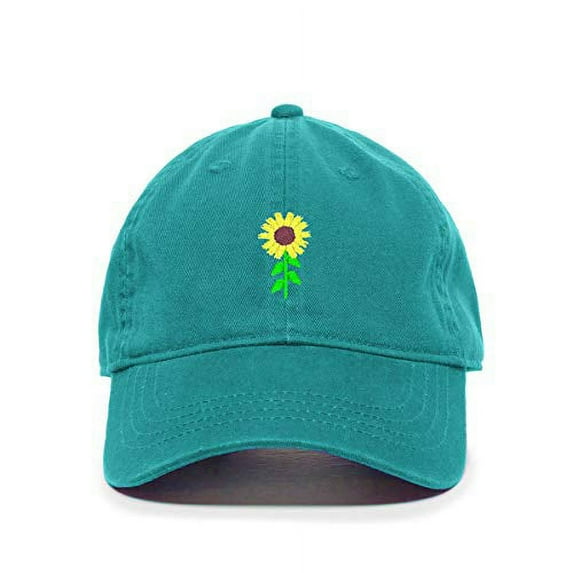 Tech Design Sunflower Baseball Cap Embroidered Cotton Adjustable Dad Hat Teal