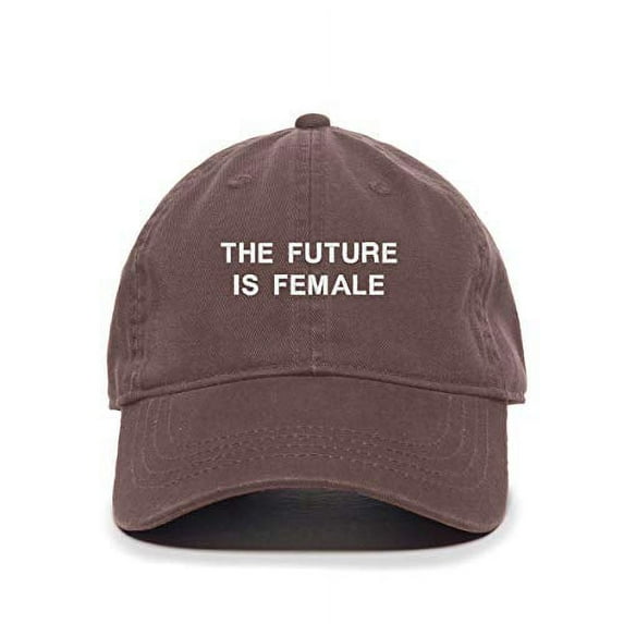 Tech Design The Future is Female Baseball Cap Embroidered Cotton Adjustable Dad Hat Brown
