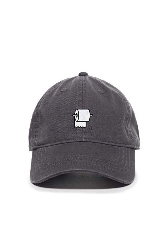 Toilet Paper with Holder Baseball Cap Embroidered Cotton Adjustable Dad Hat Charcoal
