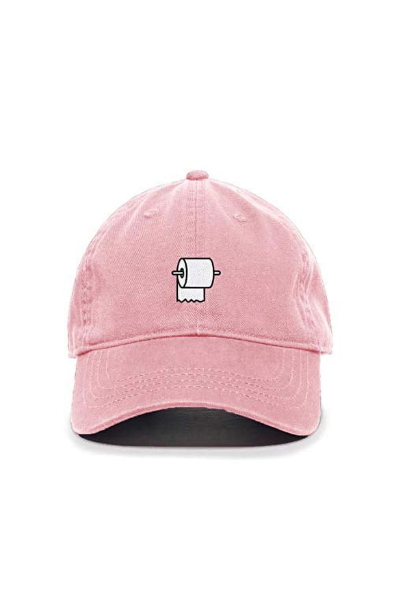 Toilet Paper with Holder Baseball Cap Embroidered Cotton Adjustable Dad Hat Light Pink