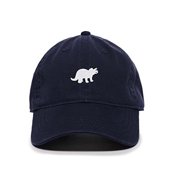 Tech Design Triceratops Dinosaur Baseball Cap Embroidered Cotton Adjustable Dad Hat Navy