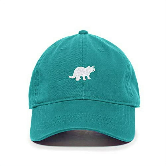Tech Design Triceratops Dinosaur Baseball Cap Embroidered Cotton Adjustable Dad Hat Teal