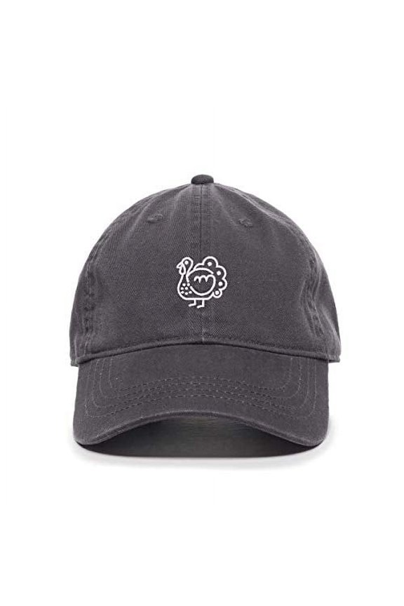 Turkey Baseball Cap Embroidered Cotton Adjustable Dad Hat Charcoal