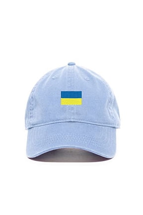 Ukraine Flag Baseball Cap Embroidered Cotton Adjustable Dad Hat Light Blue