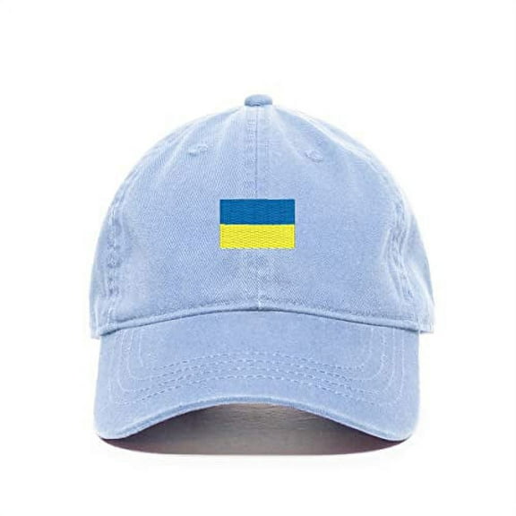 Tech Design Ukraine Flag Baseball Cap Embroidered Cotton Adjustable Dad Hat Light Blue