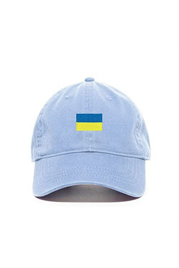 Ukraine Flag Baseball Cap Embroidered Cotton Adjustable Dad Hat Light Blue