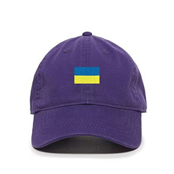 Tech Design Ukraine Flag Baseball Cap Embroidered Cotton Adjustable Dad Hat Purple