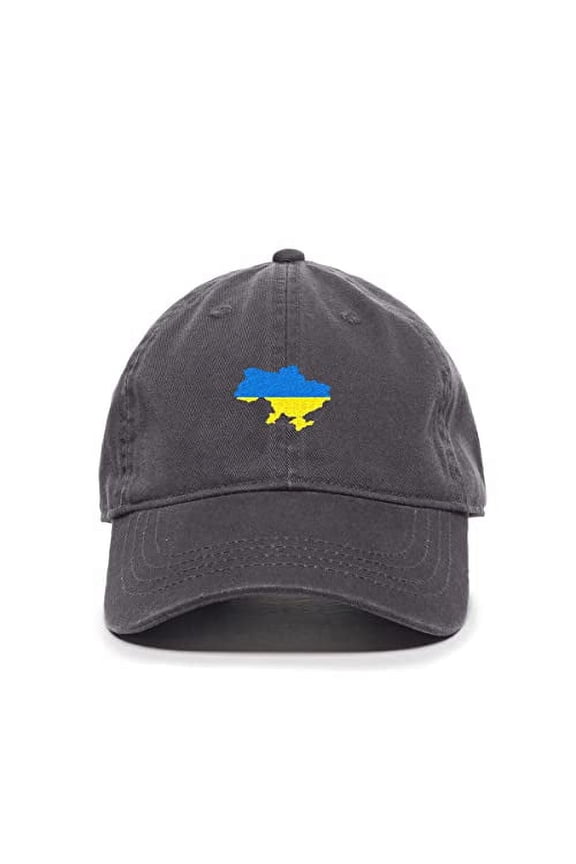 Ukraine Map Baseball Cap Embroidered Cotton Adjustable Dad Hat Charcoal