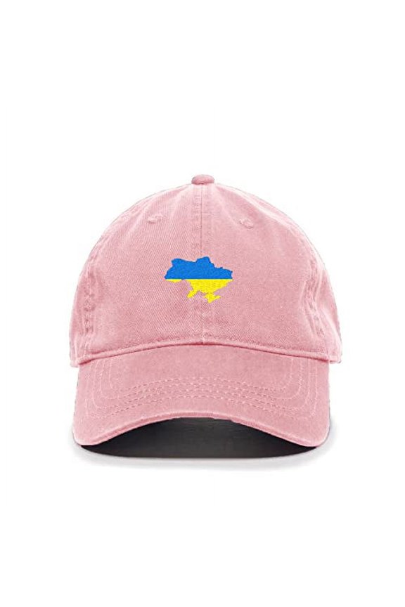 Ukraine Map Baseball Cap Embroidered Cotton Adjustable Dad Hat Light Pink