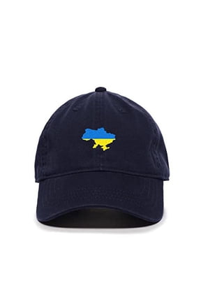 Ukraine Map Baseball Cap Embroidered Cotton Adjustable Dad Hat Navy