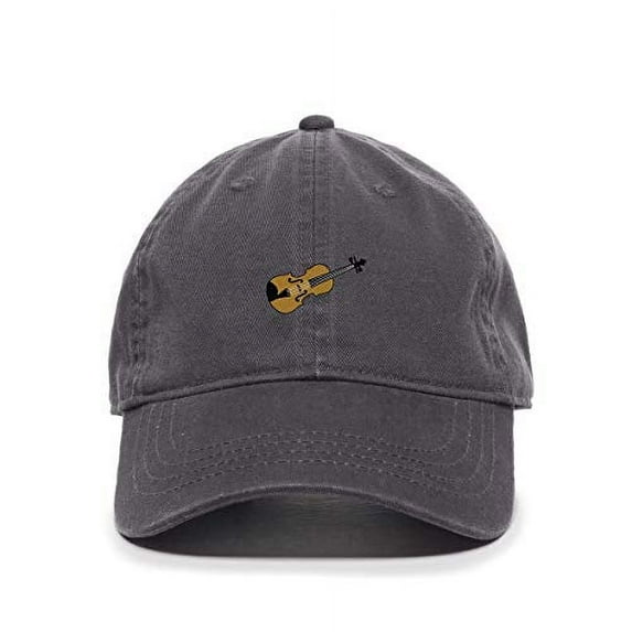 Tech Design Violin Baseball Cap Embroidered Cotton Adjustable Dad Hat Charcoal