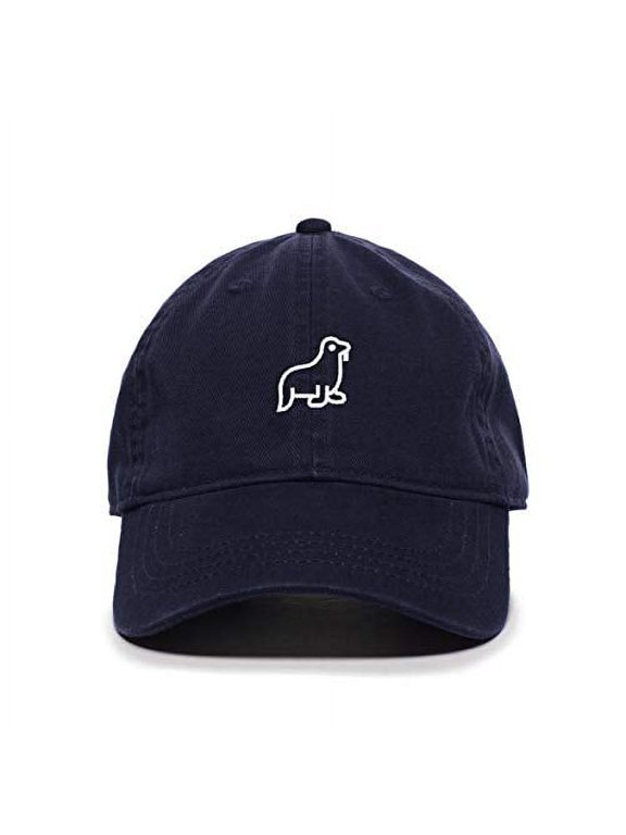 Walrus Baseball Cap Embroidered Cotton Adjustable Dad Hat Navy