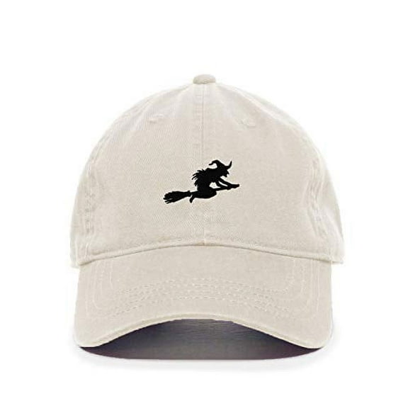 Tech Design Witch with Flying Broom Halloween Baseball Cap Embroidered Cotton Adjustable Dad Hat