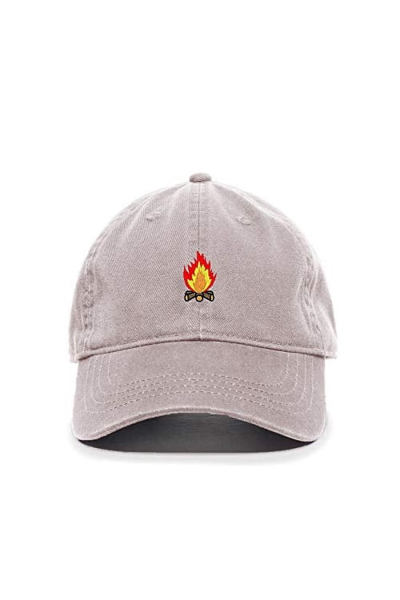 Wood Fire Baseball Cap Embroidered Cotton Adjustable Dad Hat Light Grey