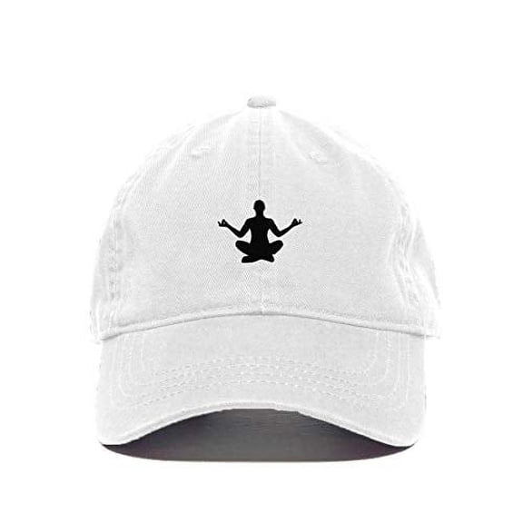 Tech Design Yoga Baseball Cap Embroidered Cotton Adjustable Dad Hat White