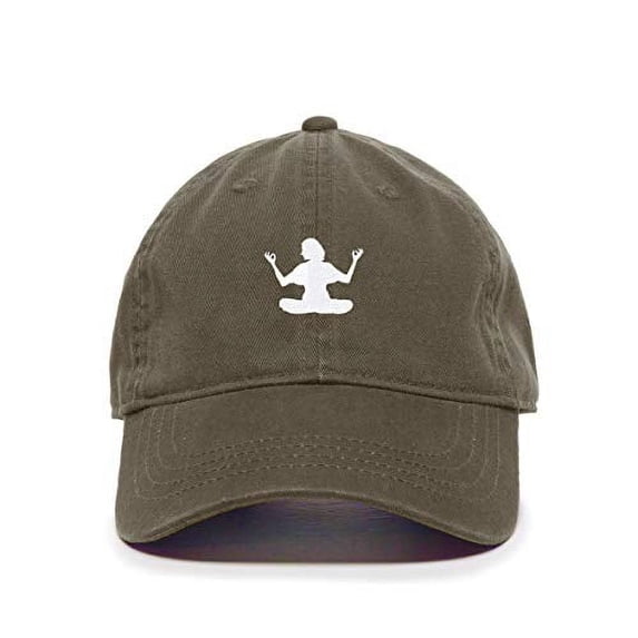 Tech Design Yoga Lady Baseball Cap Embroidered Cotton Adjustable Dad Hat Olive