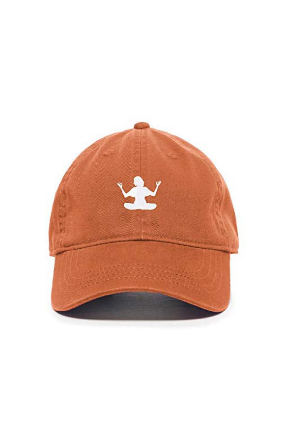 Yoga Lady Baseball Cap Embroidered Cotton Adjustable Dad Hat Orange