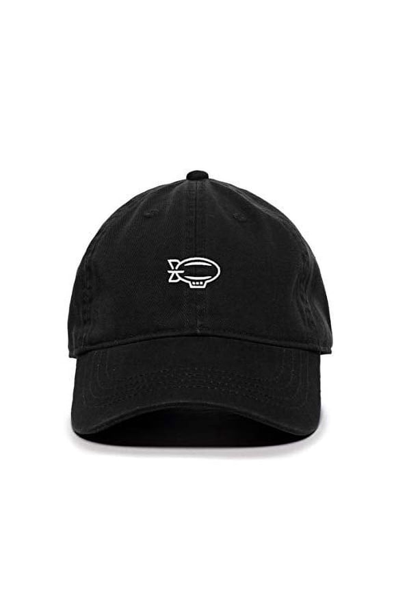 Zeppelin Baseball Cap Embroidered Cotton Adjustable Dad Hat Black