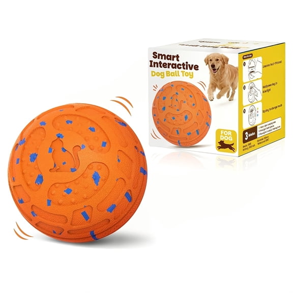 Tech-Enabled Self-Rolling Dog Ball - Durable Natural Rubber, Chewable, Bouncy, Tossable, And Washable Toy Suitable for Dogs of for all Sizes (Medium, Large) - Perfect for Indoor Fetch And Training