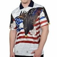thumbnail image 1 of Tech Fabric Patriotic Polo Shirt  American Flag Eagle Declaration Independence, 1 of 2