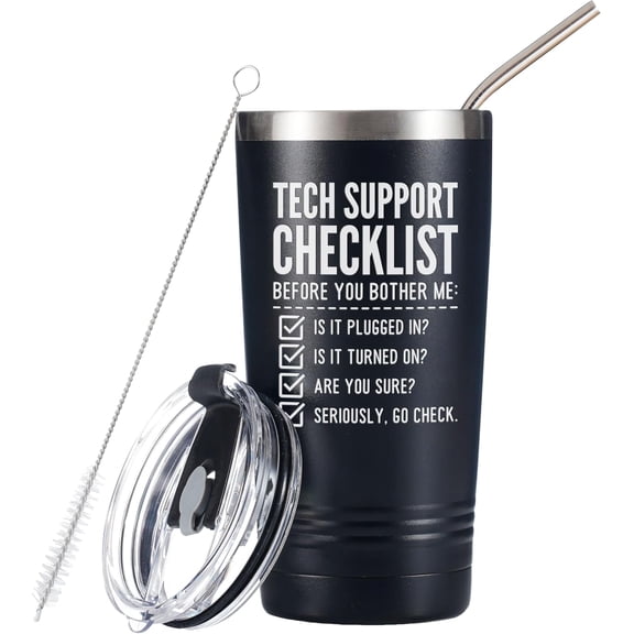 Tech Gifts for Men, IT Tech Guys Geek Programmer, Funny Tumbler Coffee Mug, Stainless Steel Insulated 590ml/20oz