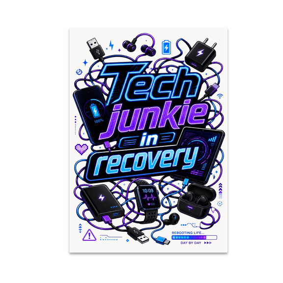 Tech Junkie in Recovery - Nerdy Tech Decor - 13x19 Poster Print